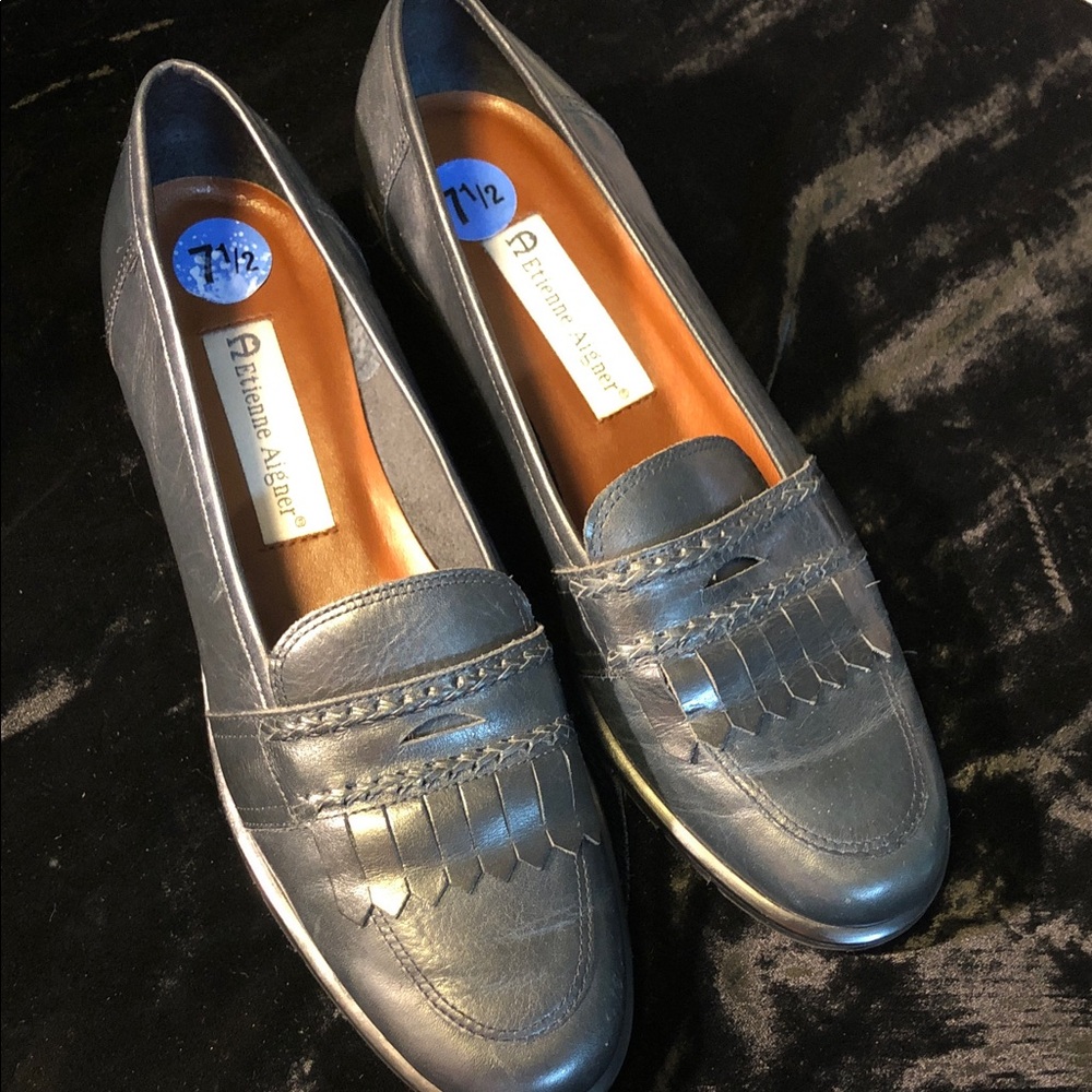 Etienne Aigner Womens Karlie leather loafers Navy 7.5